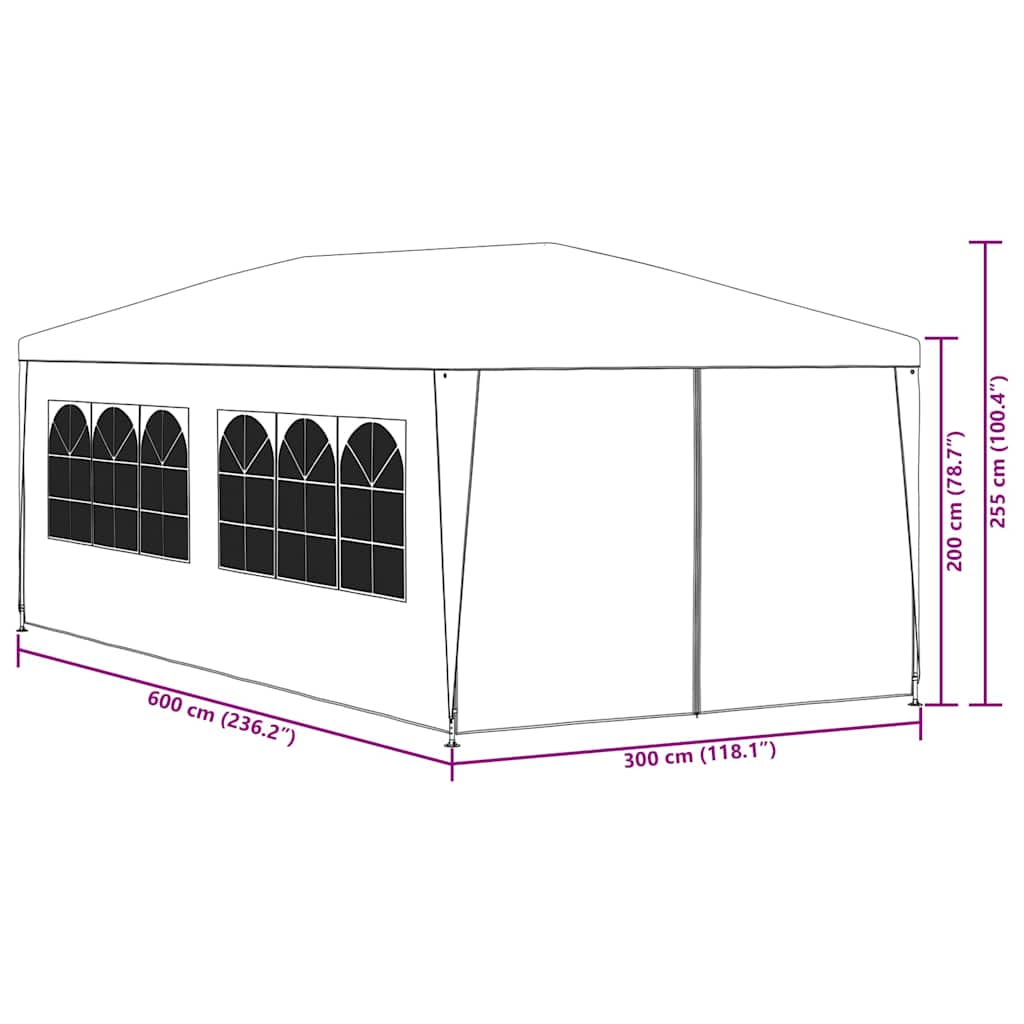 Šator za zabave 3 x 6 m bijeli