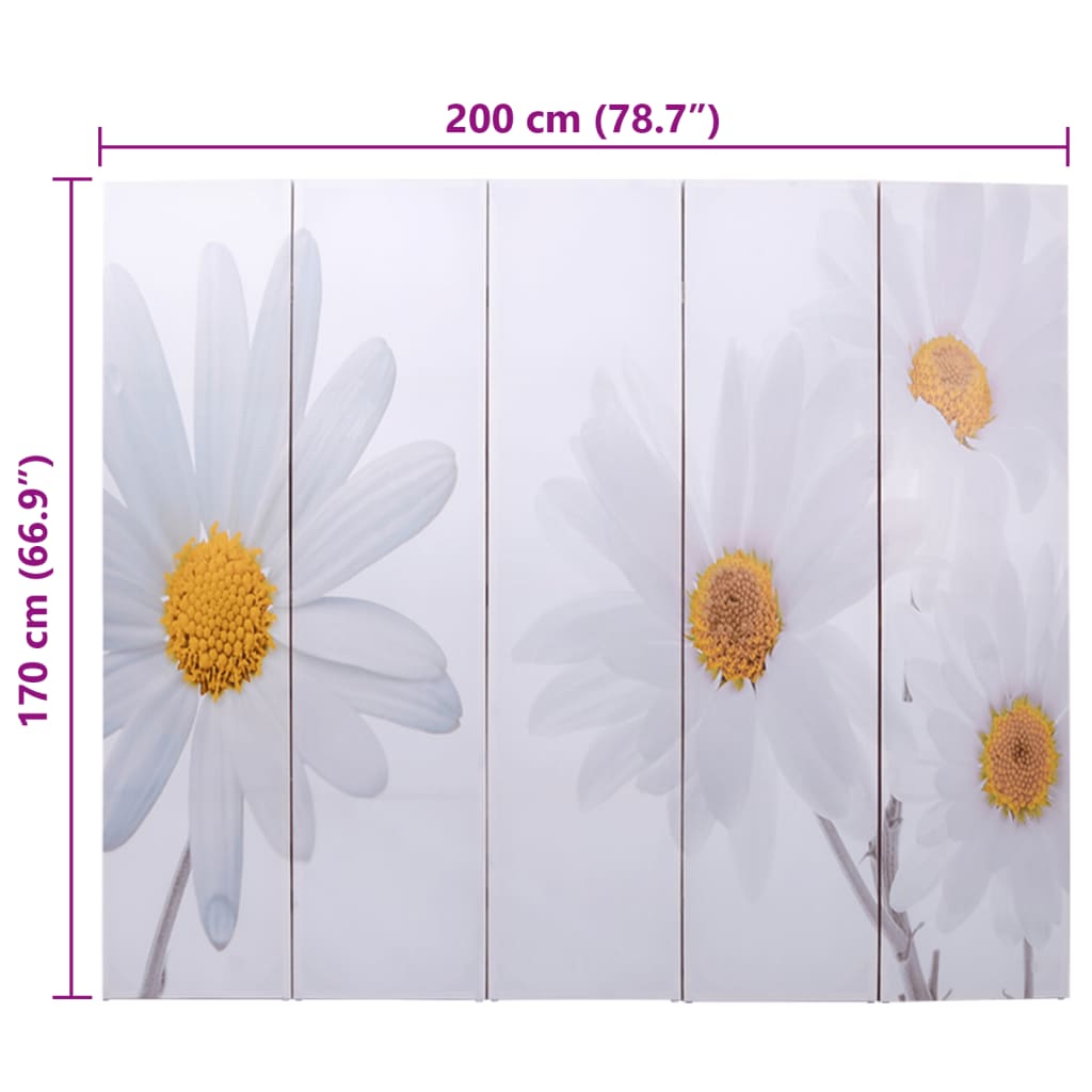 Sklopiva sobna pregrada s uzorkom cvijeća 200 x 170 cm