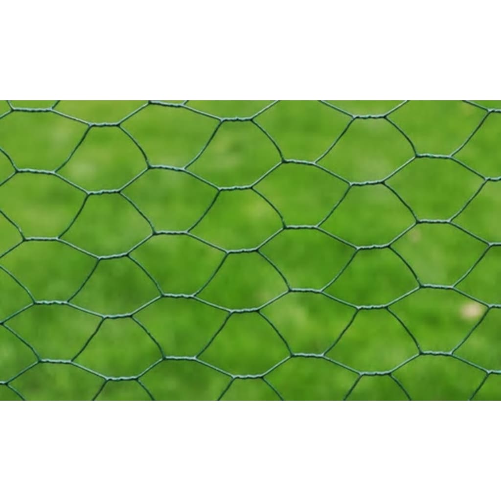 Žičana ograda za kokoši s PVC oblogom 25 x 0,5 m zelena