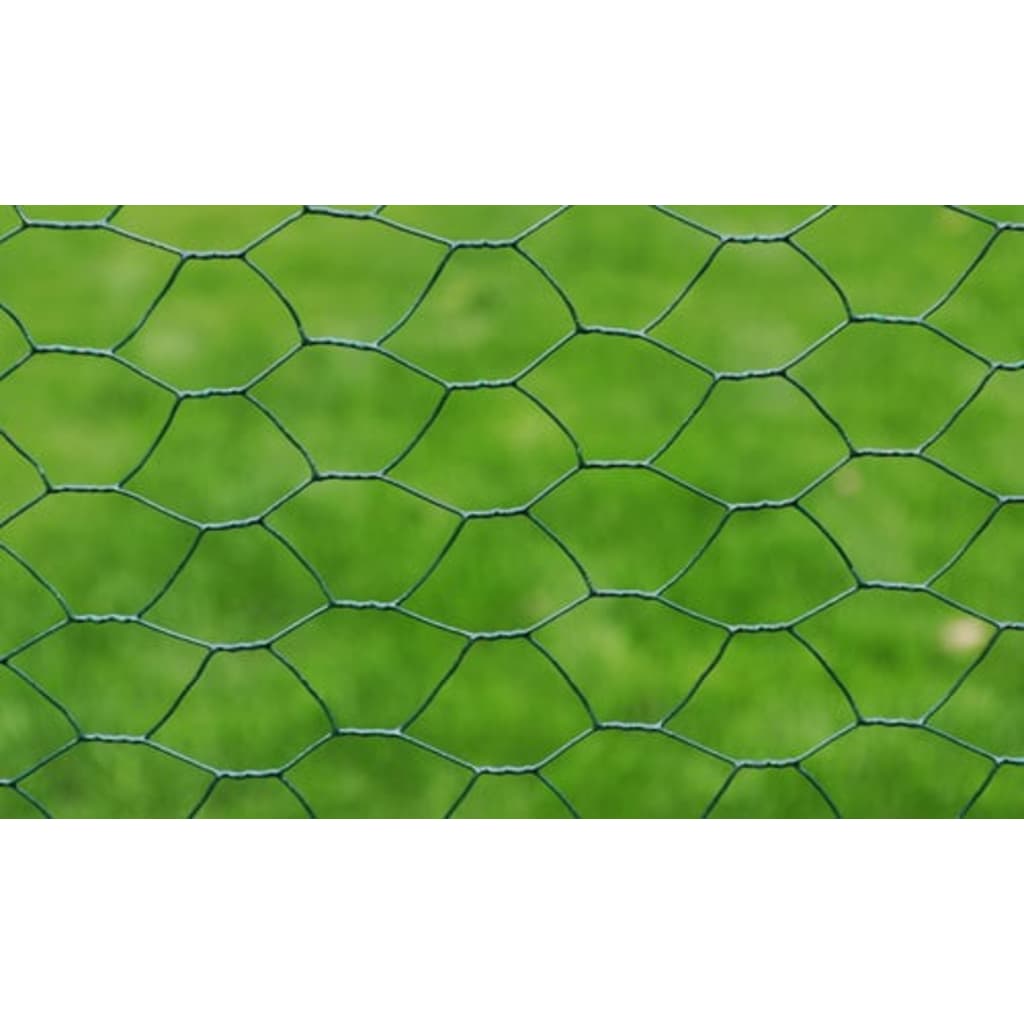 Žičana ograda za kokoši s PVC oblogom 25 x 0,5 m zelena