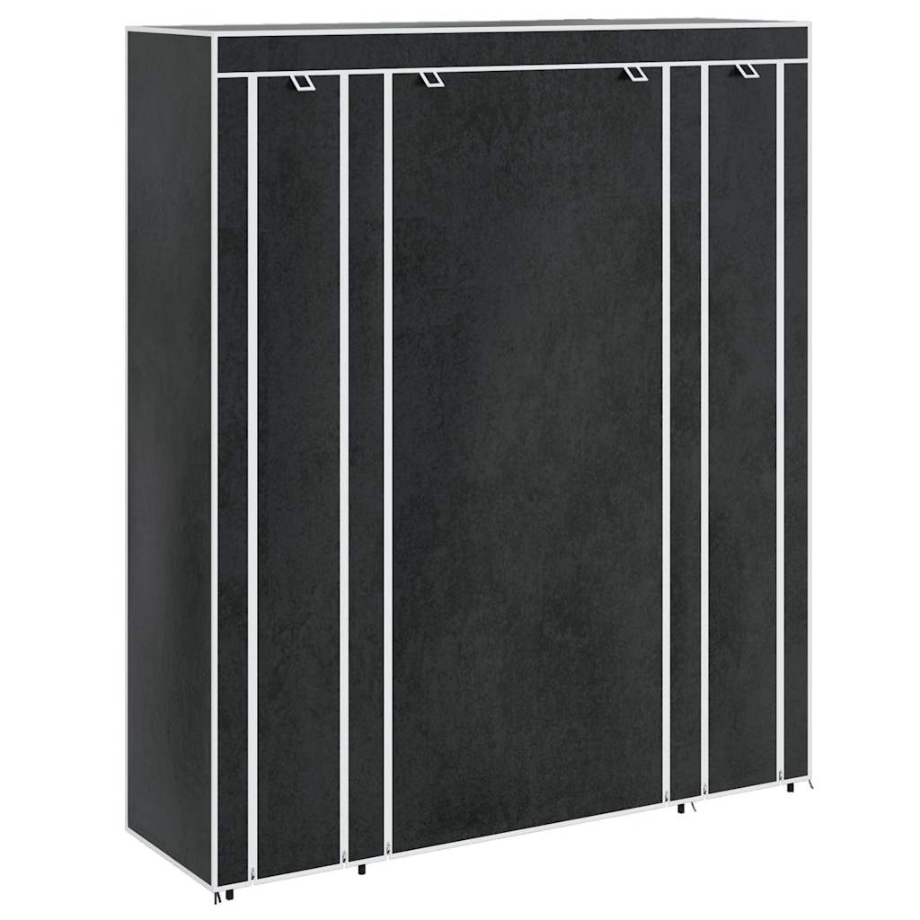 Ormar od Tkanine s Pregradama i Šipkama 45 x 150 x 176 cm Crni