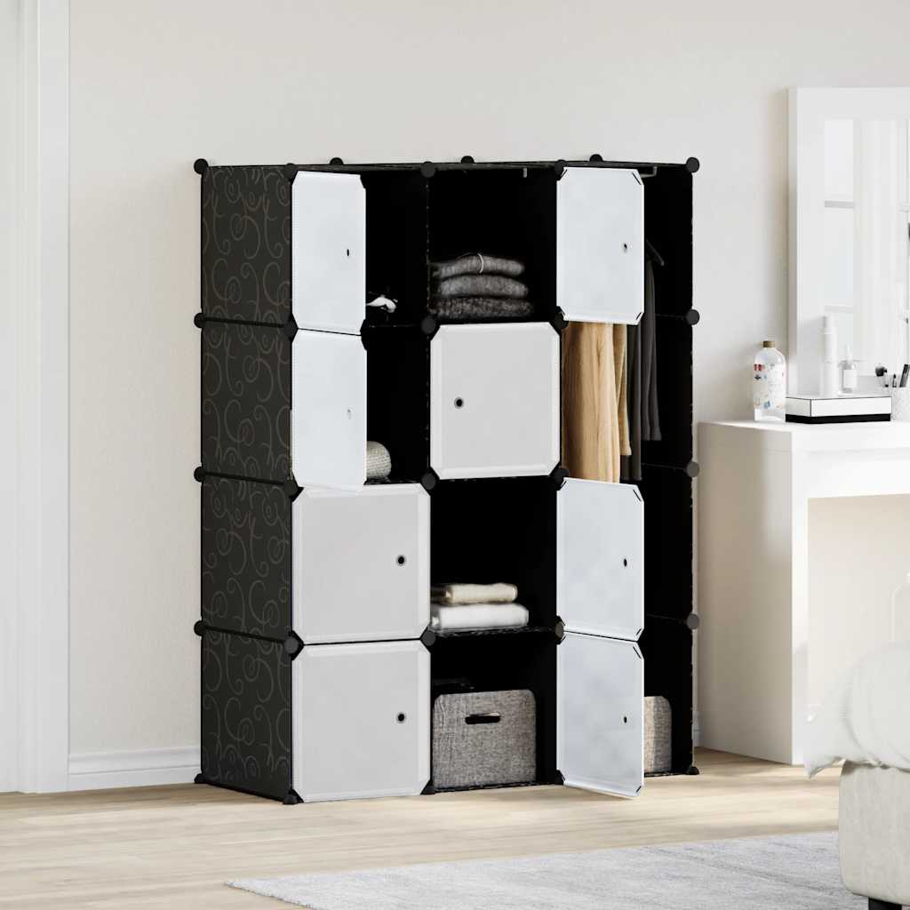 Modularni ormar s 9 odjeljaka 109x36,5x143 cm crno-bijeli