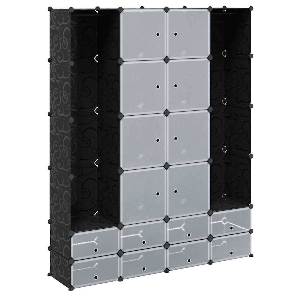 Modularni ormarić s 18 pretinaca crno-bijeli 37x146x180,5 cm