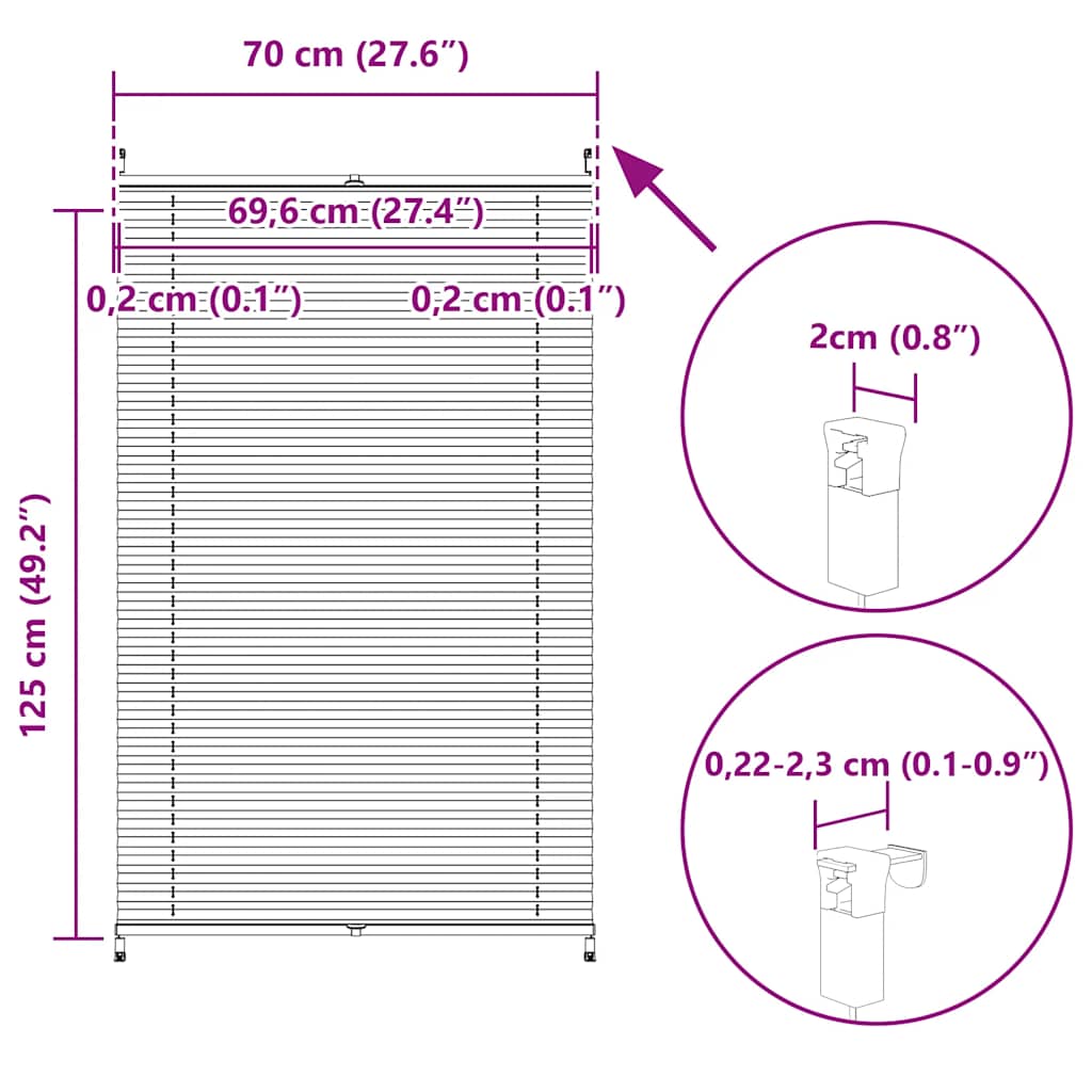 Žaluzine krem boje 70 x 125 cm