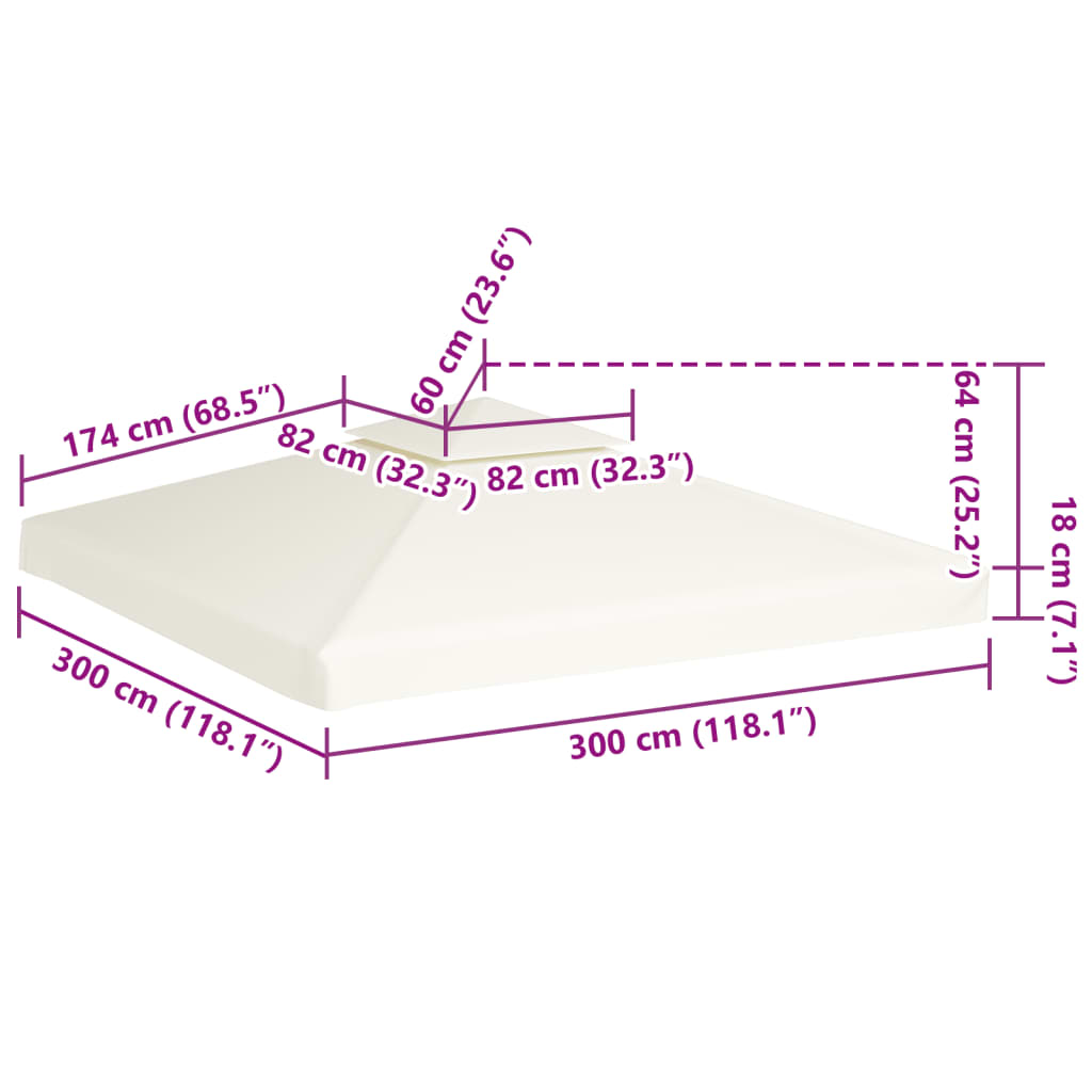 Zamjenski pokrov za sjenicu 310 g/m² krem bijeli 3 x 3 m