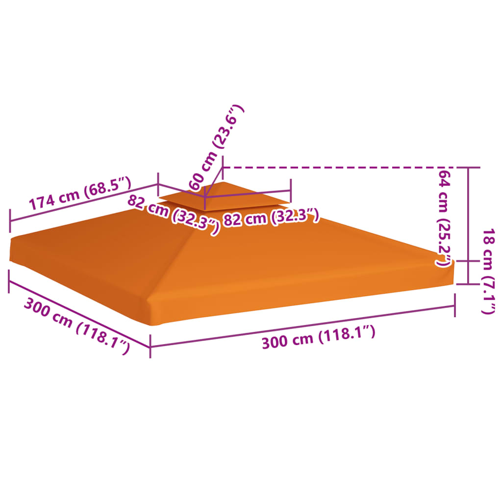 Zamjenski pokrov za sjenicu 310 g/m² narančasti 3 x 3 m