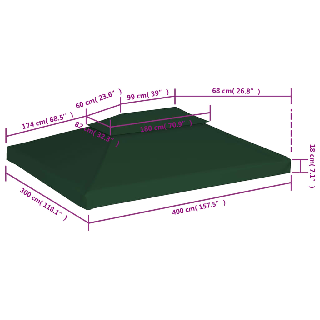 Zamjenski pokrov za sjenicu 310 g/m² zeleni 3 x 4 m