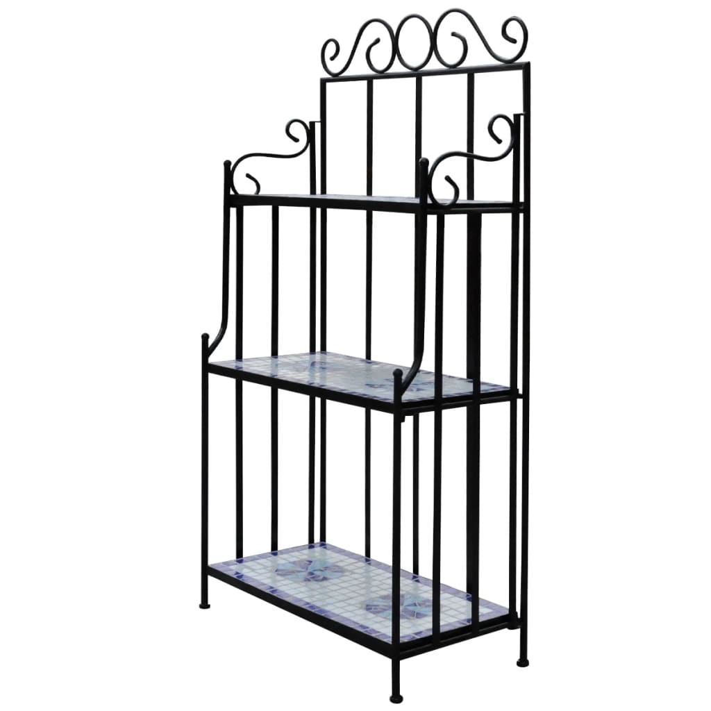 Stalak za izlaganje biljaka plavo-bijeli s uzorkom mozaika