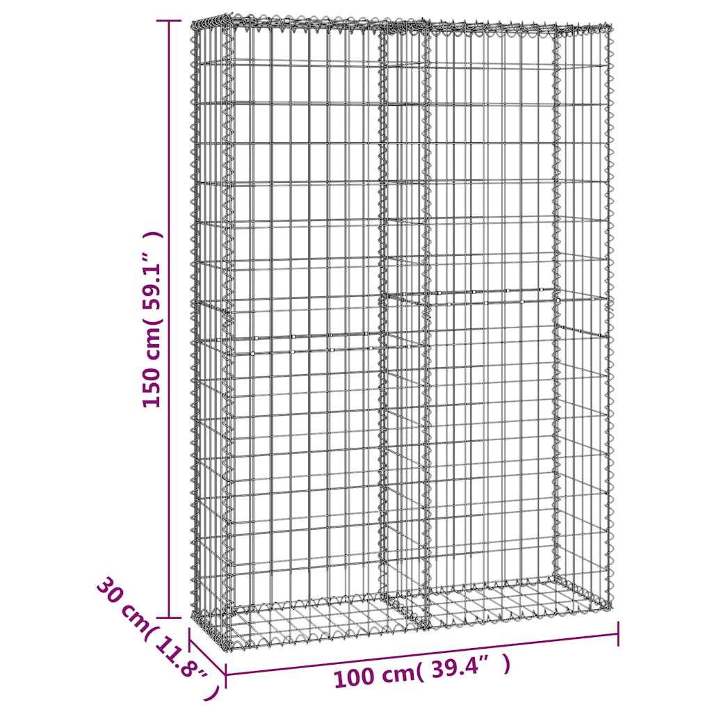 Gabionska košara s poklopcima od pocinčane žice 150 x 100 x 30 cm