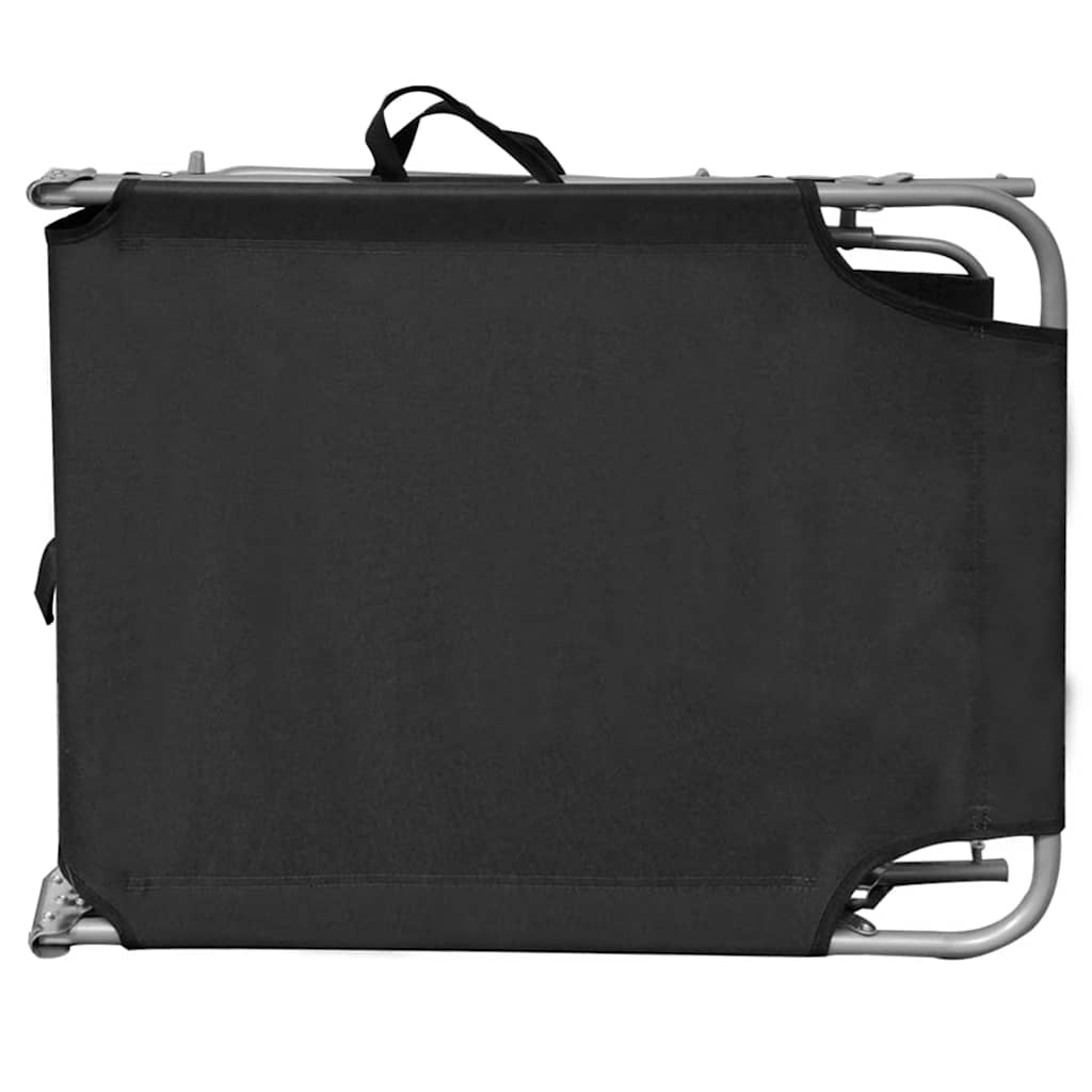 Sklopiva ležaljka za sunčanje s krovom od čelika i tkanine crna
