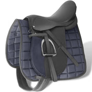 Sedlo za Jahanje Komplet 17,5 " od Prave Kože Crno 12 cm 5 u 1