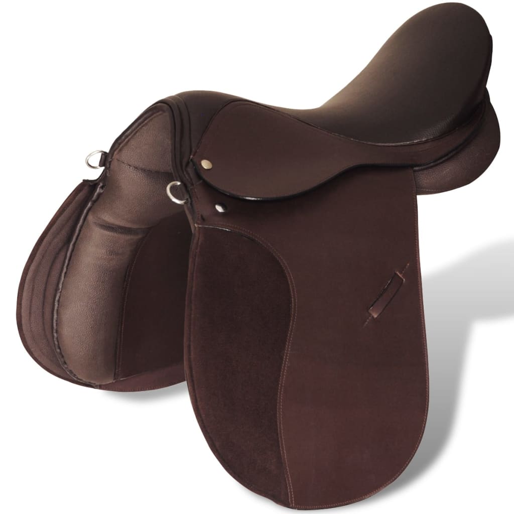 Sedlo za Jahanje Komplet 17,5 " od Prave Kože Smeđe 18 cm 5 u 1