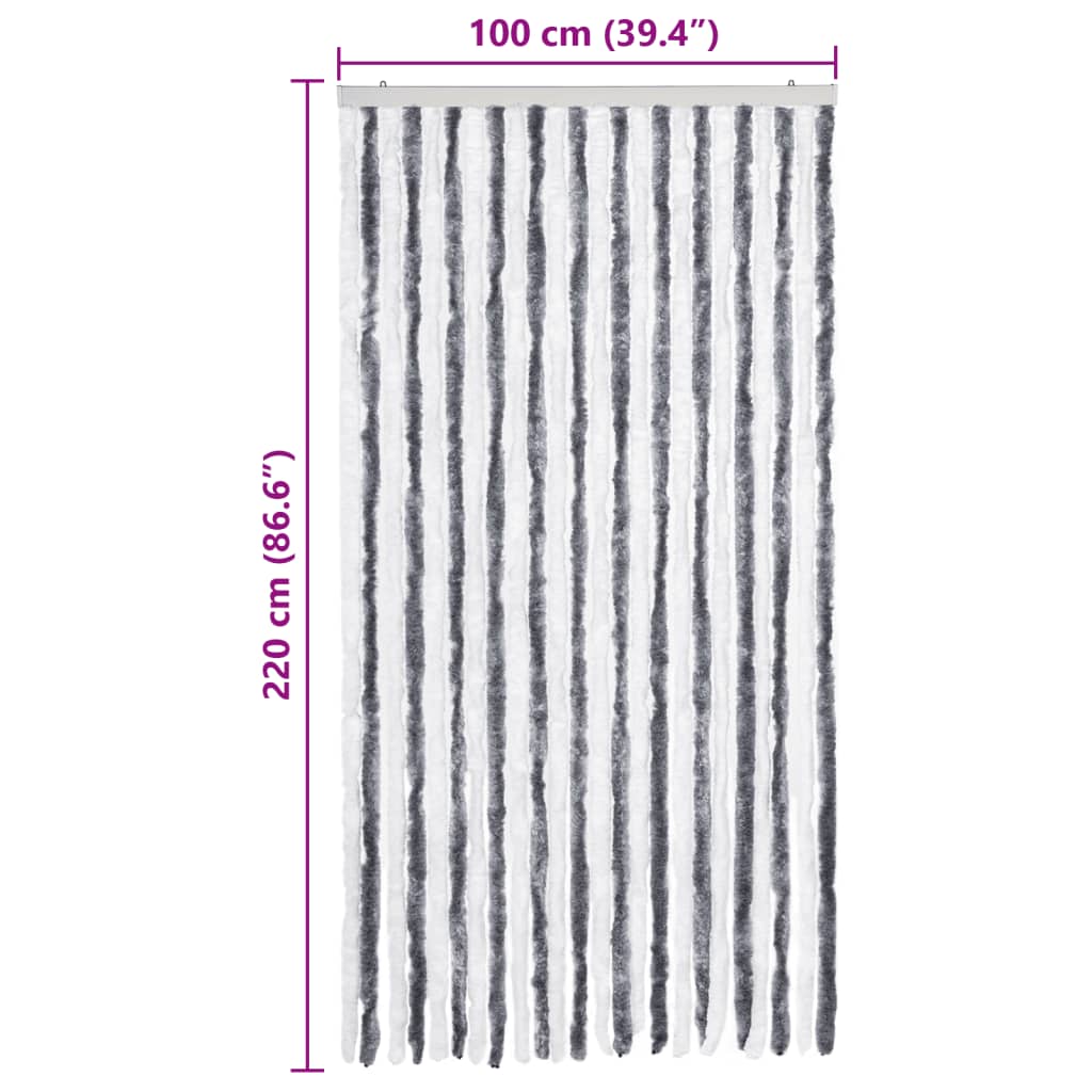 Zastor protiv insekata sivo-bijeli 100 x 220 cm šenil