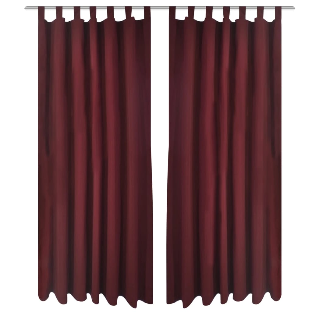 2 kom Bordo Mikro-Satenska Zavjesa s Tregerima 140 x 245 cm
