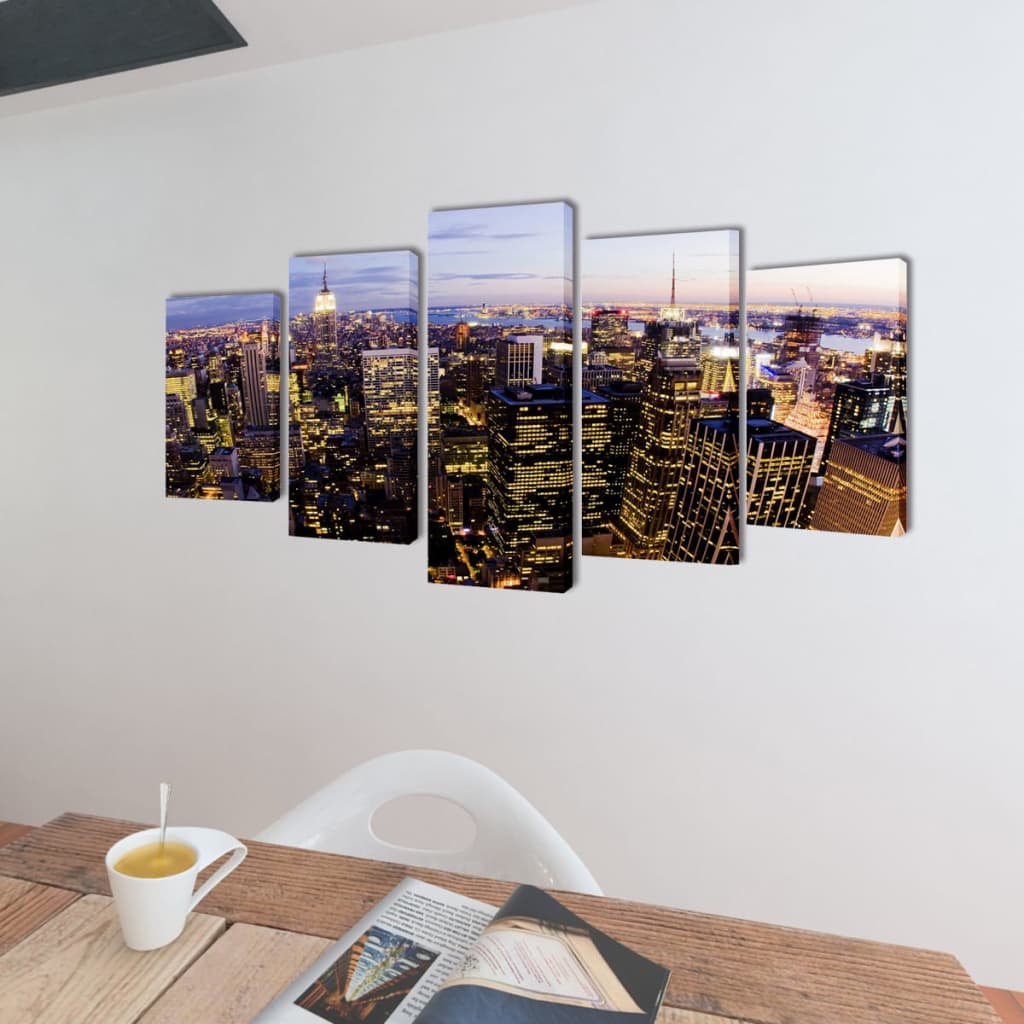 Zidne Slike na Platnu Set s Printom New York 200 x 100 cm