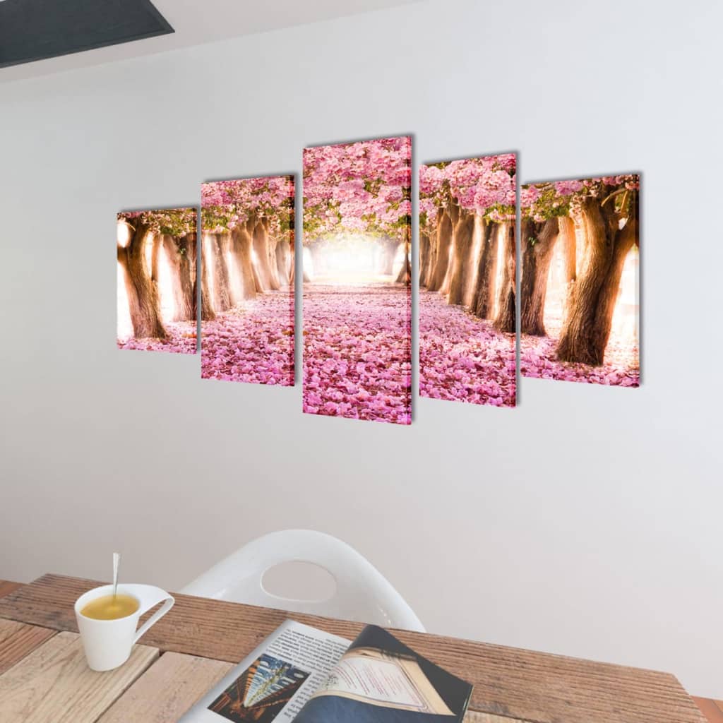 Zidne Slike na Platnu s Printom Trešnjinog Cvijeta 200 x 100 cm