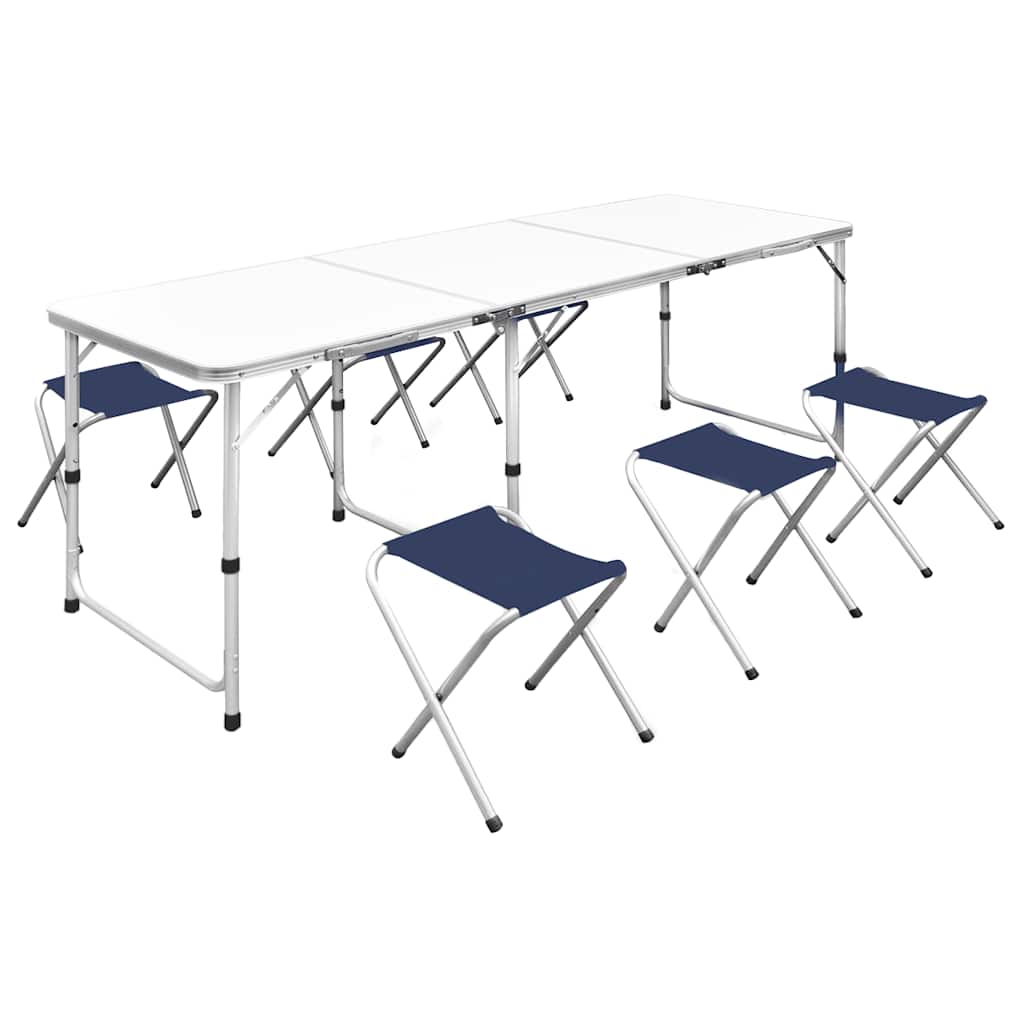 Sklopivi set stola za kampiranje i 6 stolaca podesiva visina 180x60 cm