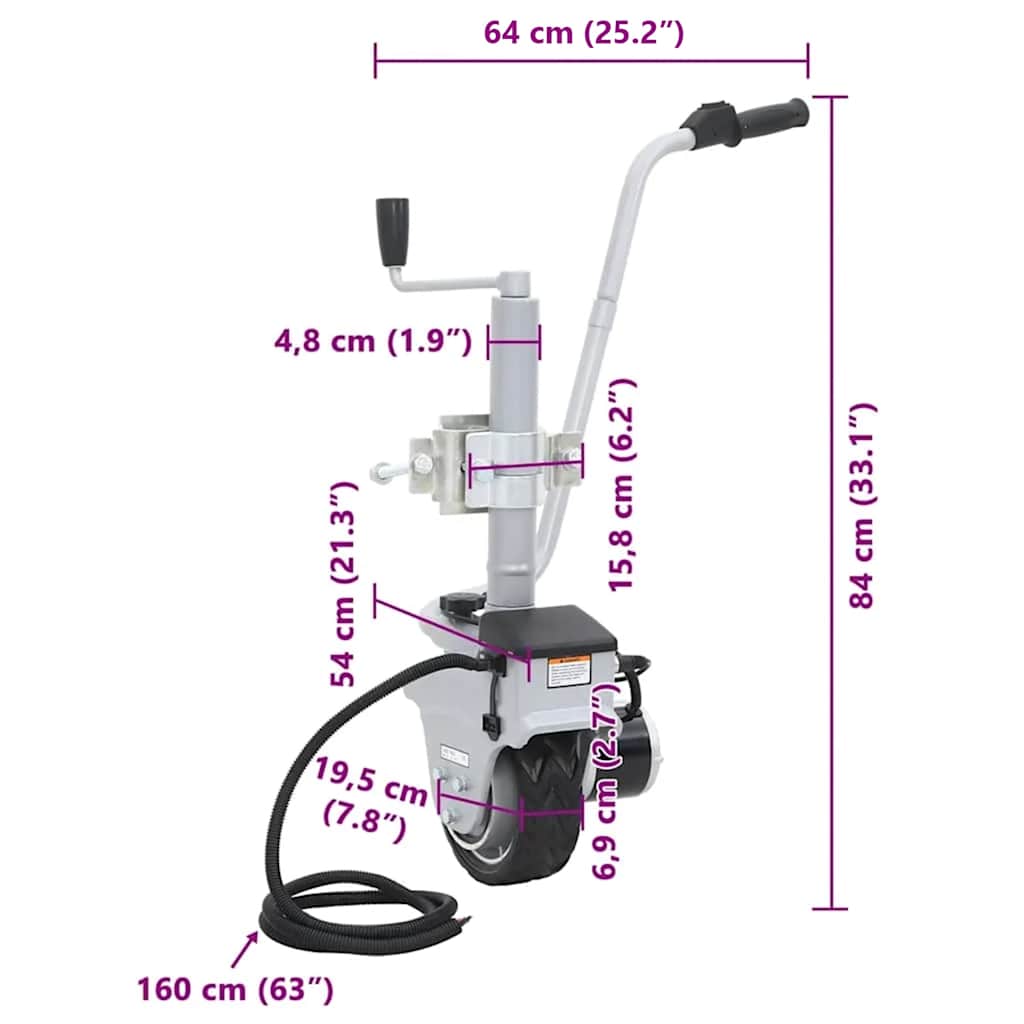 Aluminijski motorizirani kotač za manevriranje prikolice 12 V 350 W