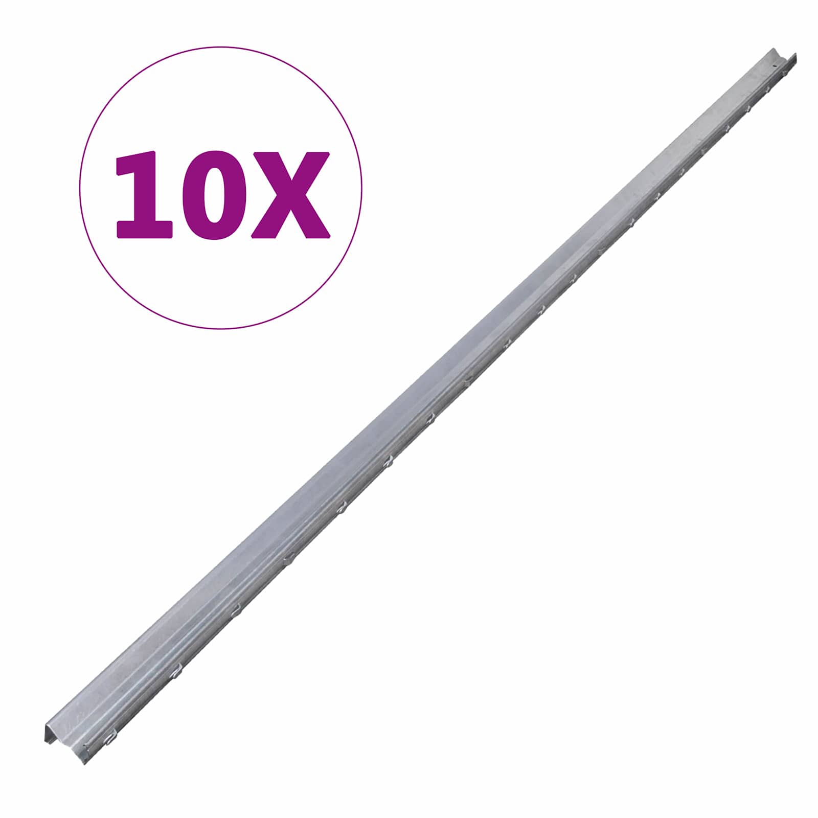 Stup za ogradu 10 pcs Srebrno 200 cm Čelik