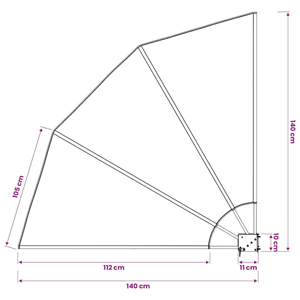 Sklopiva bočna tenda krem 140 x 140 cm