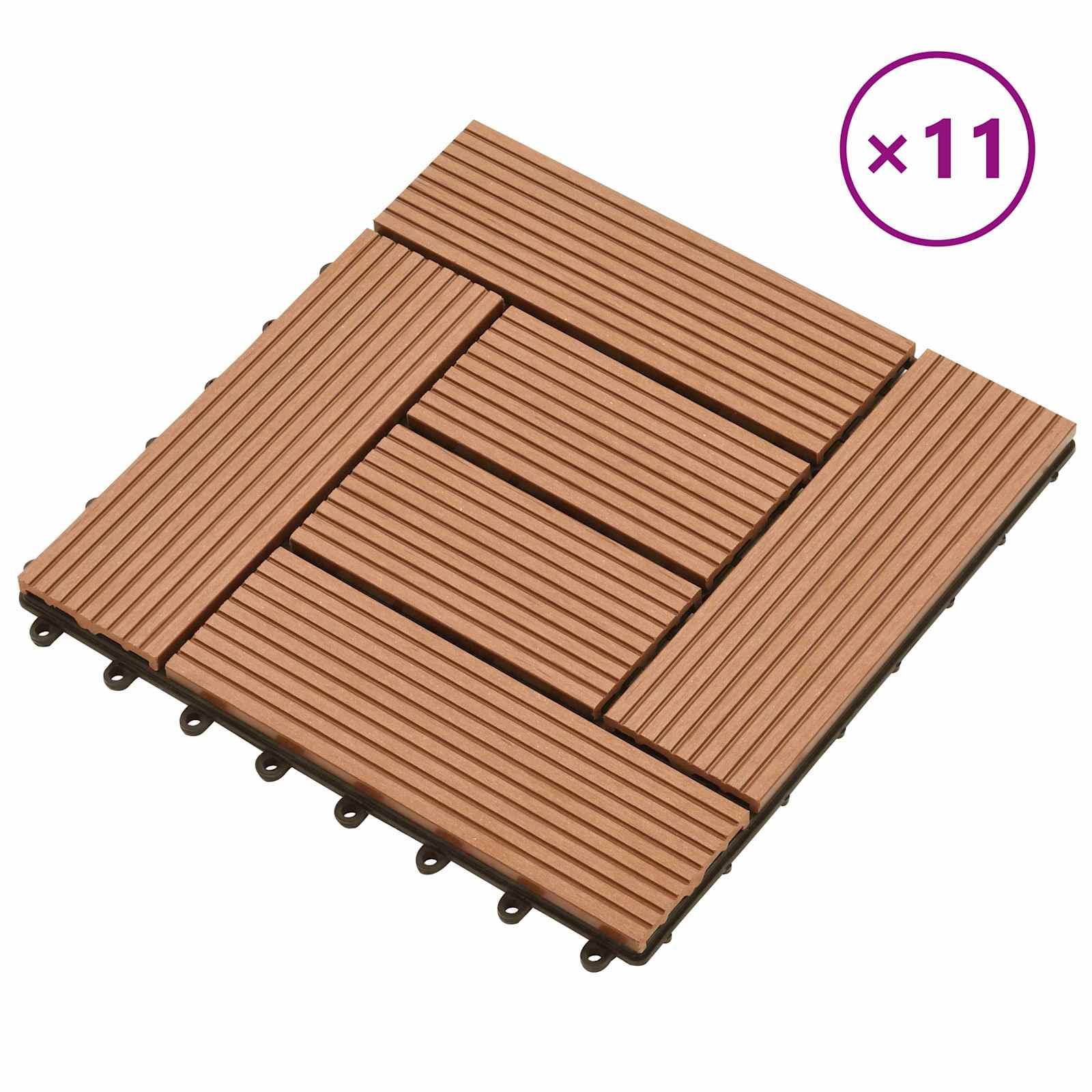 Pločice za decking 11 pcs Smeđa 30 x 30 cm Drvoplastična smjesa
