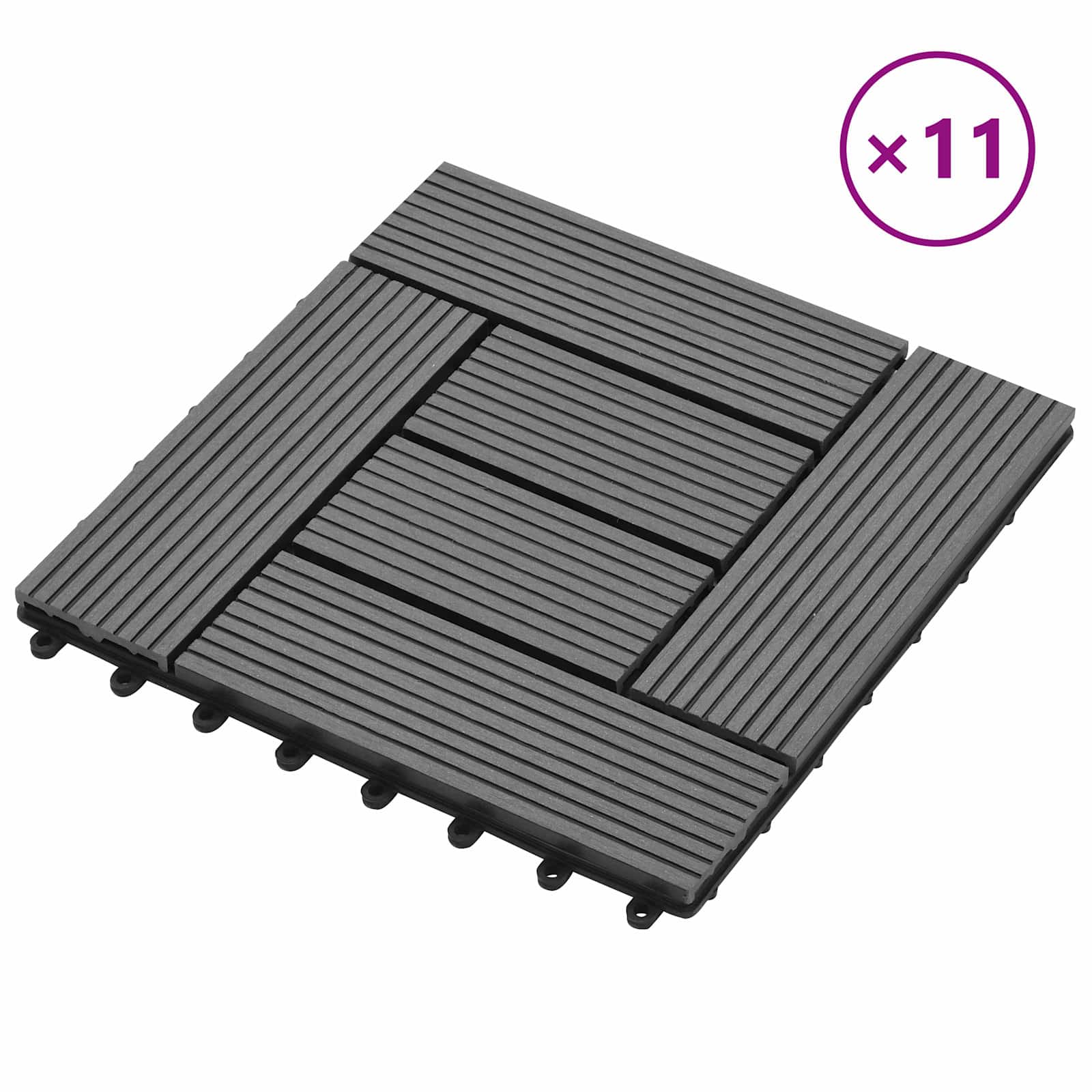 Pločice za decking 11 pcs Siva 30 x 30 cm Drvoplastična smjesa