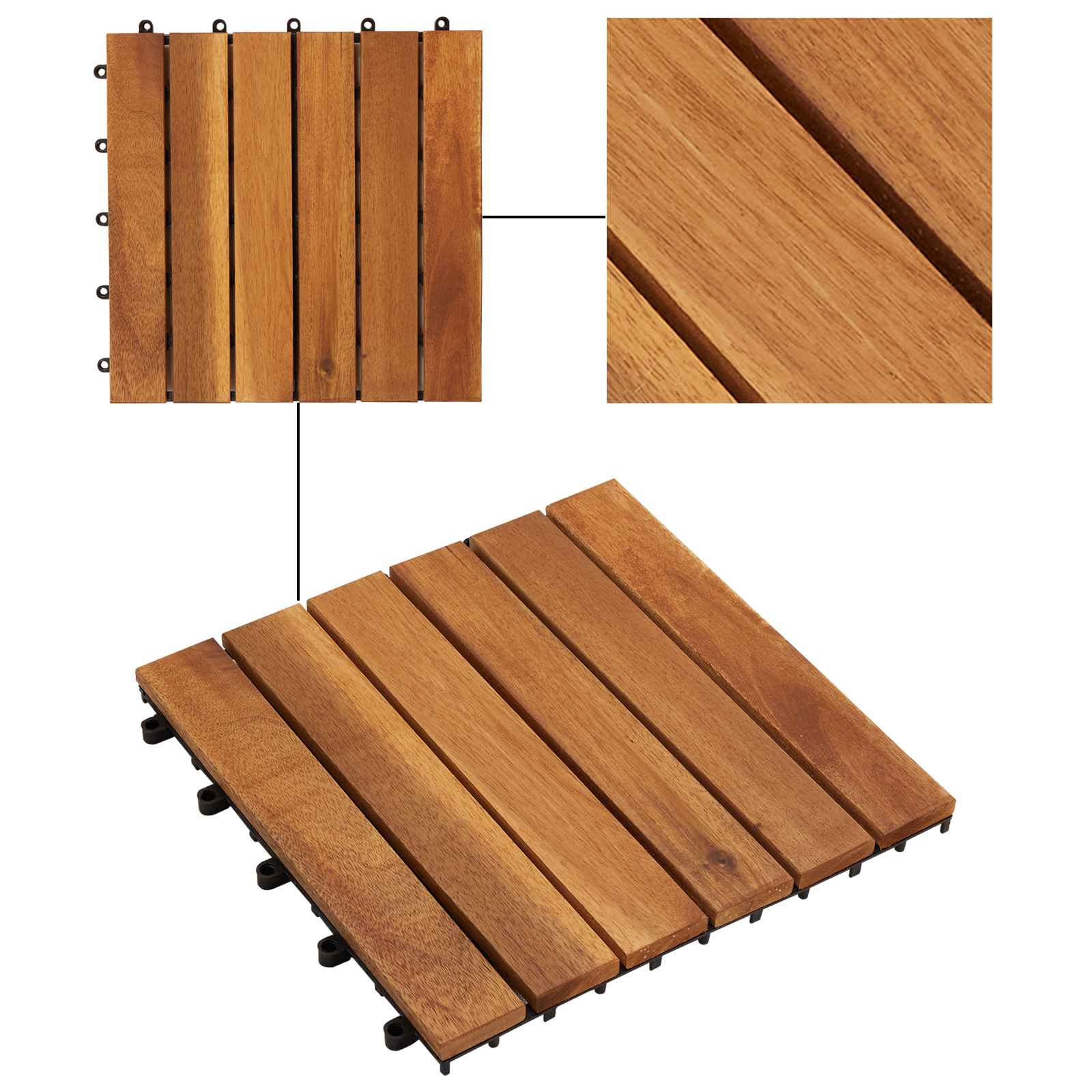 Pločice za decking 10 pcs Smeđa 30 x 30 cm Acacijsko drvo