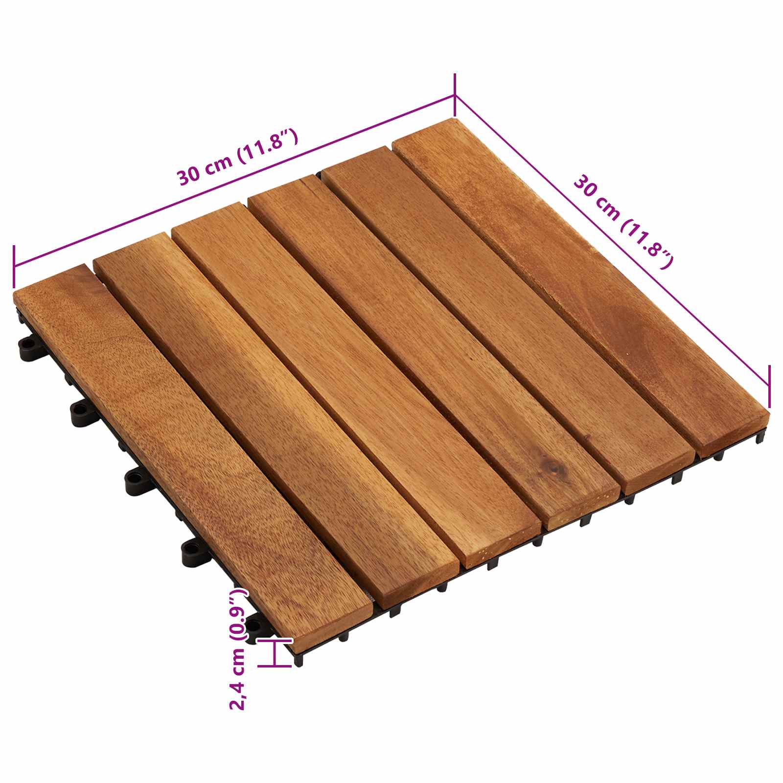 Pločice za decking 10 pcs Smeđa 30 x 30 cm Acacijsko drvo