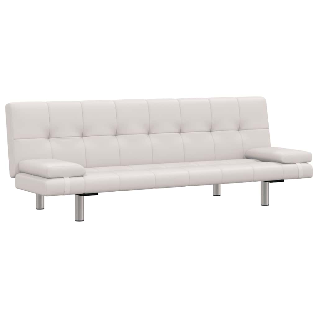 Kauč na razvlačenje s dva jastuka od umjetne kože podesivi krem