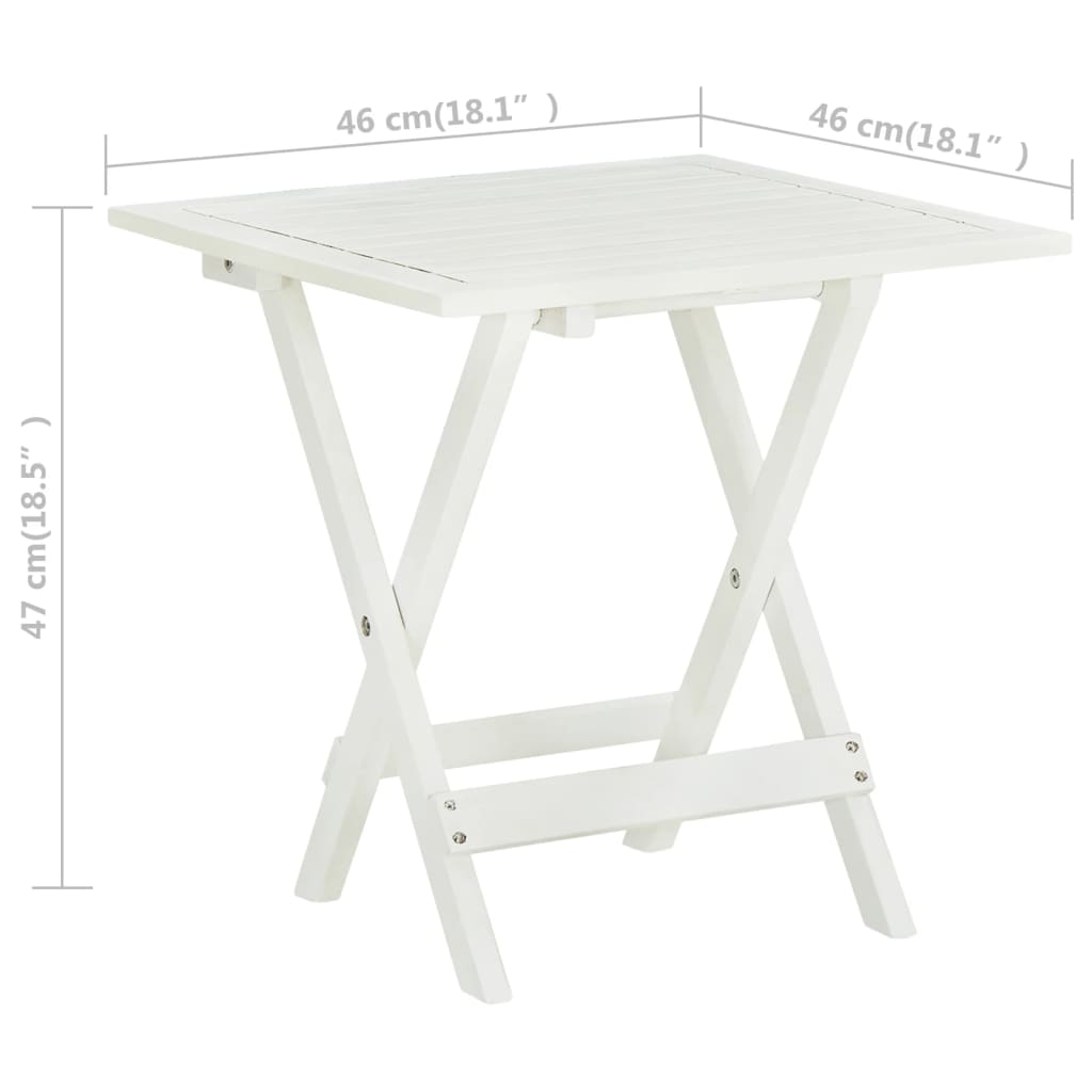 Bistro stol bijeli 46 x 46 x 47 cm masivno bagremovo drvo