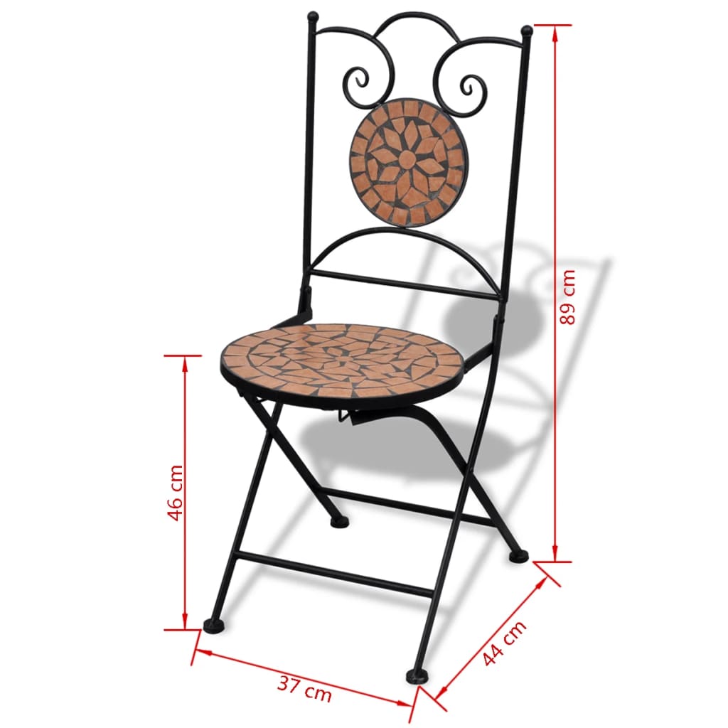 3-dijelni bistro set s keramičkim pločicama boje cigle