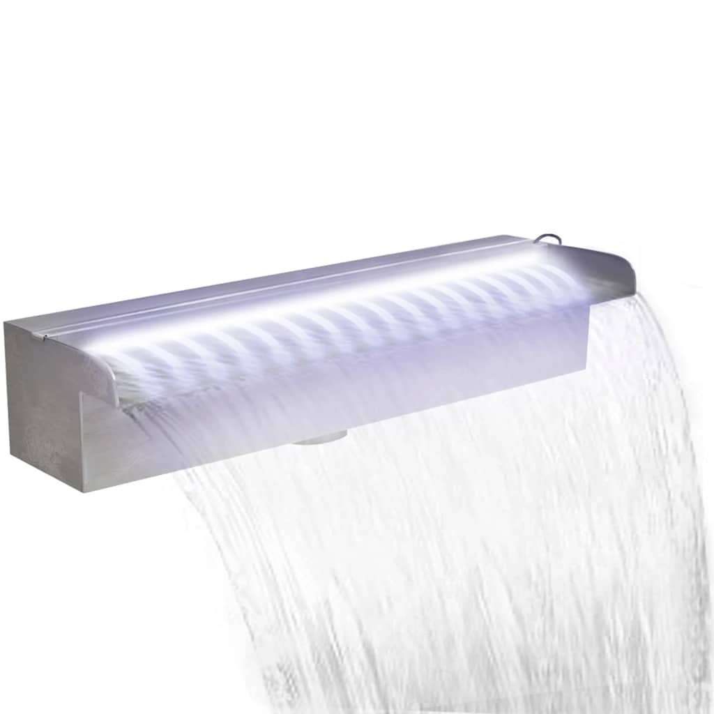 Pravokutna fontana za bazen s vodopadom LED nehrđajući čelik 45 cm