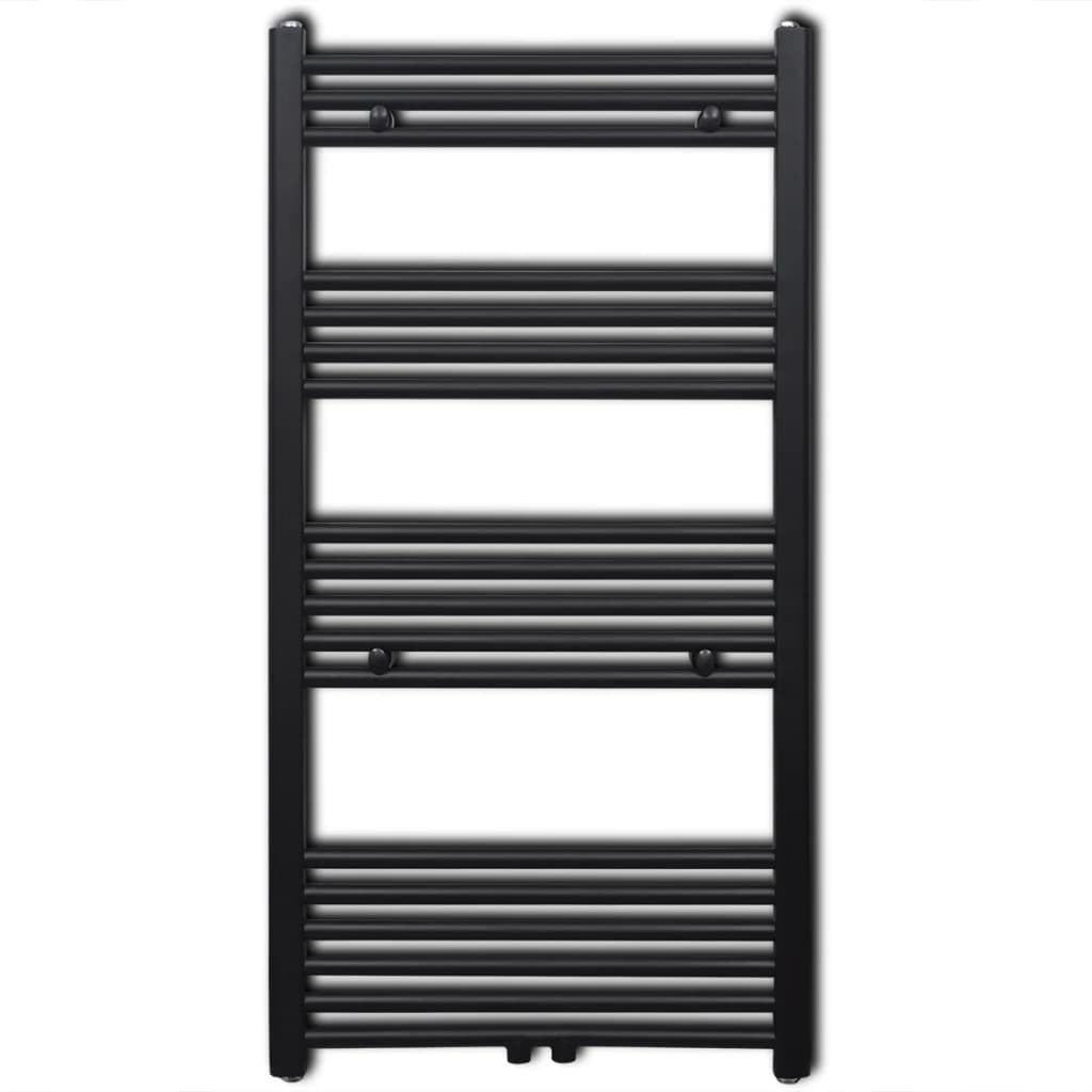 Crni kupaonski radijator za centralno grijanje ravni 600 x 1160 mm