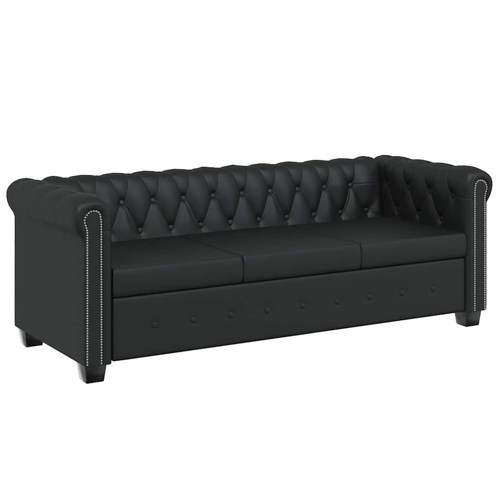 Trosjed Chesterfield od umjetne kože crni