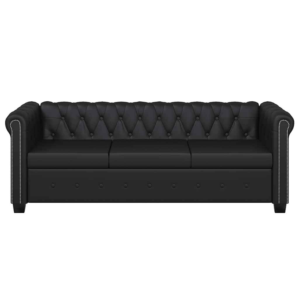 Trosjed Chesterfield od umjetne kože crni