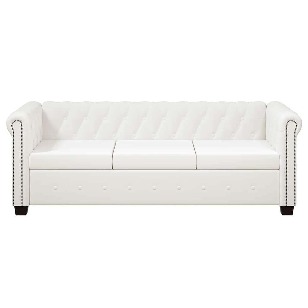 Trosjed Chesterfield od umjetne kože bijeli