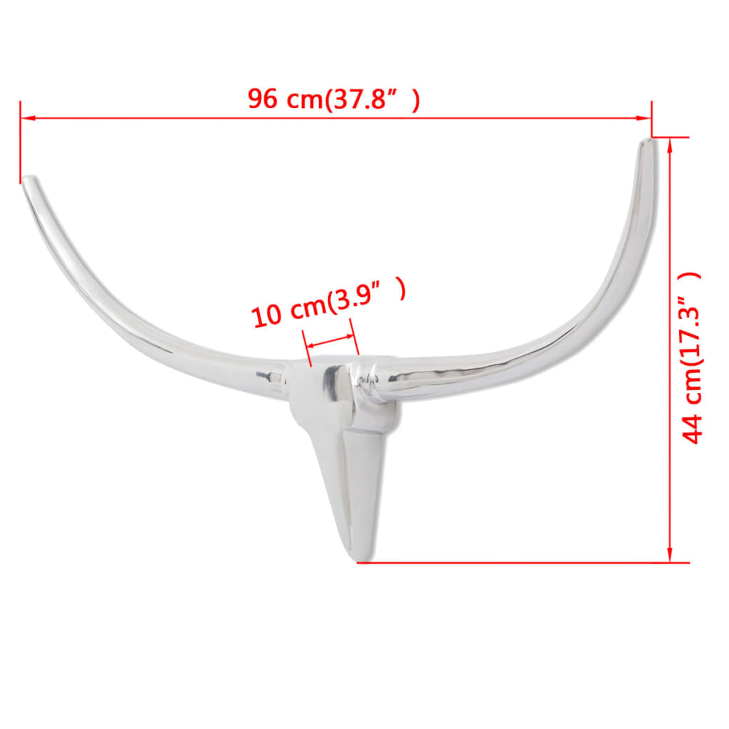 Zidna Aluminijska Dekoracija Glava Bika Srebrna boja 96 cm