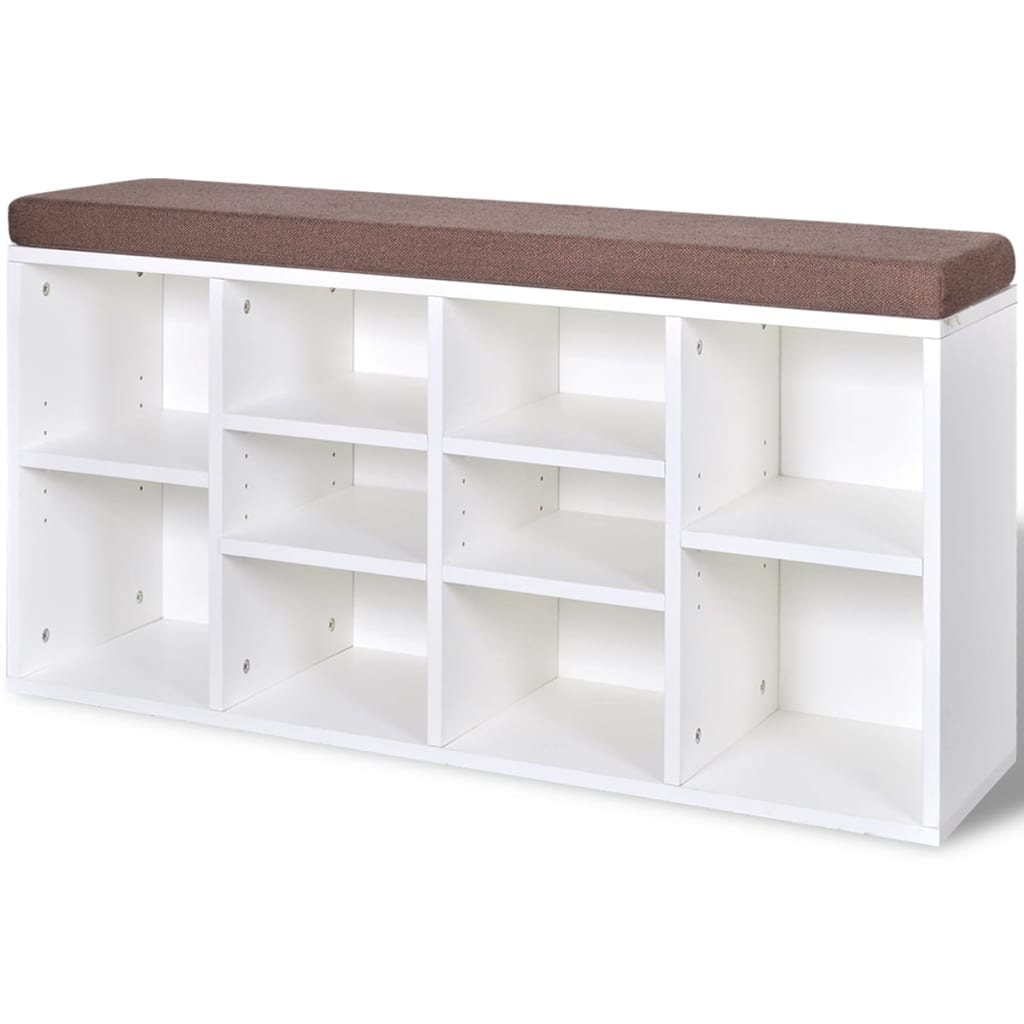Klupa za cipele s 10 pretinaca, bijela