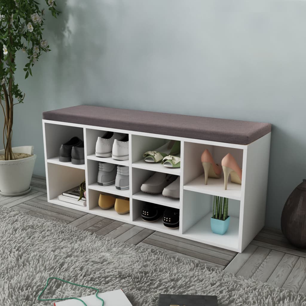 Klupa za cipele s 10 pretinaca, bijela