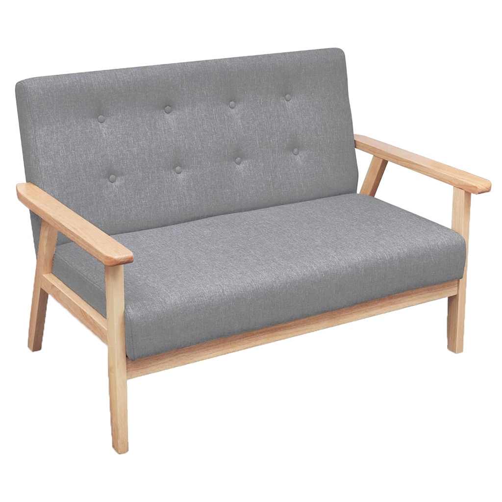 2-dijelni set sofa od tkanine svjetlosivi