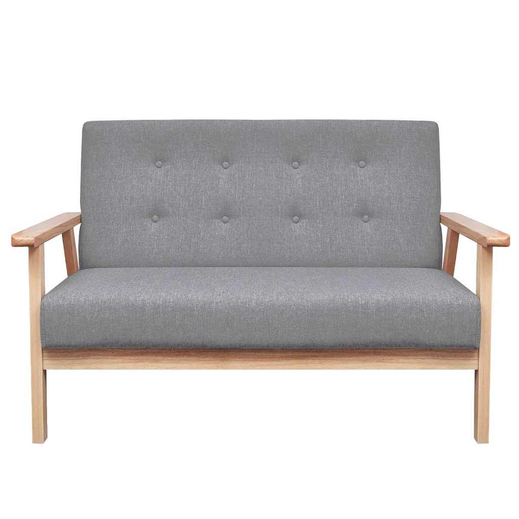 2-dijelni set sofa od tkanine svjetlosivi