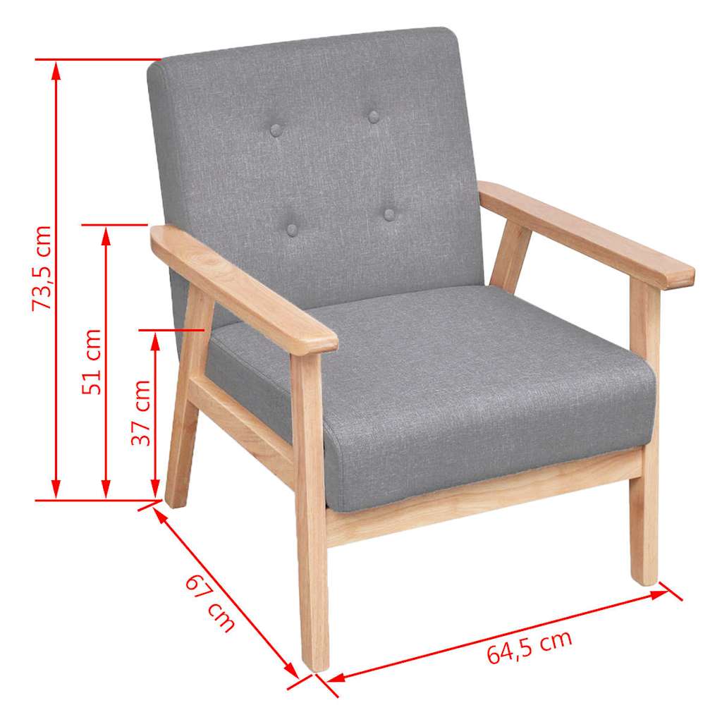 2-dijelni set sofa od tkanine svjetlosivi