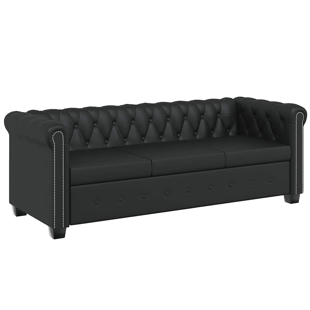Dvosjed i trosjed Chesterfield od umjetne kože smeđi