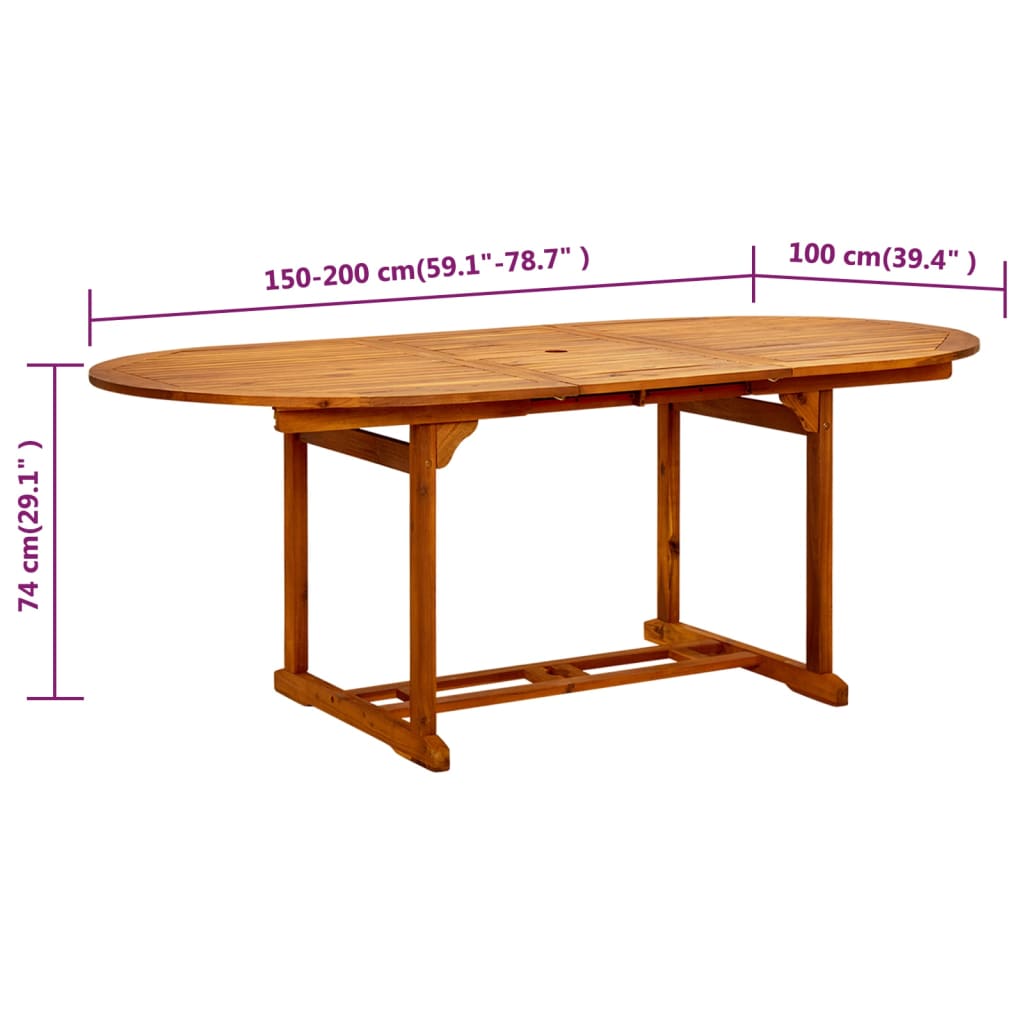 Vrtni stol od masivnog bagremovog drva (150-200) x 100 x 75 cm