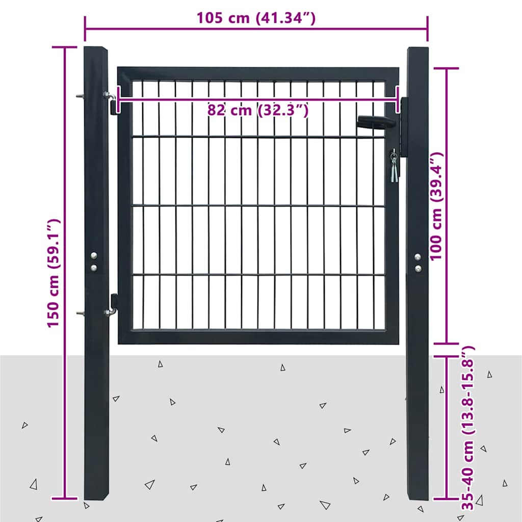 Vrata za ogradu Čelik Antracit 100x100 cm