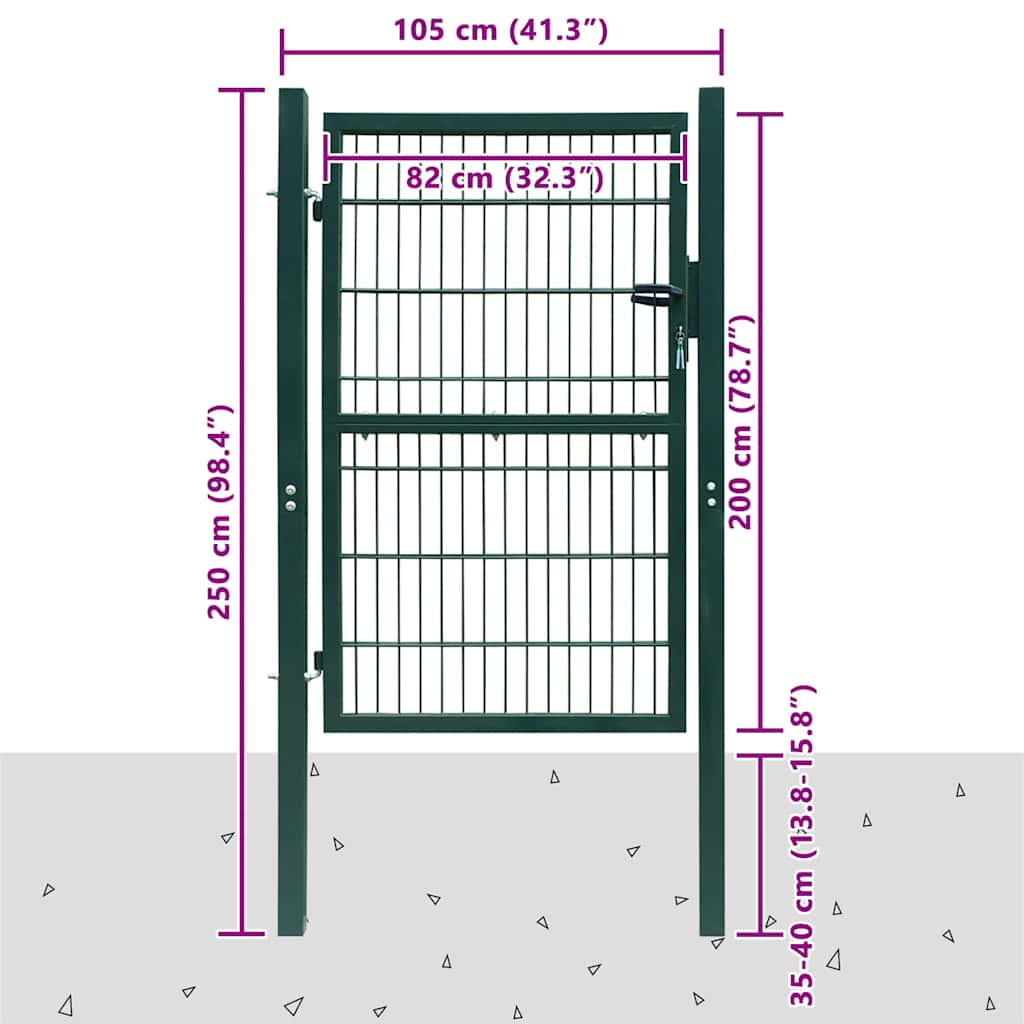 Vrata za ogradu Čelik 100x200 cm Zelena