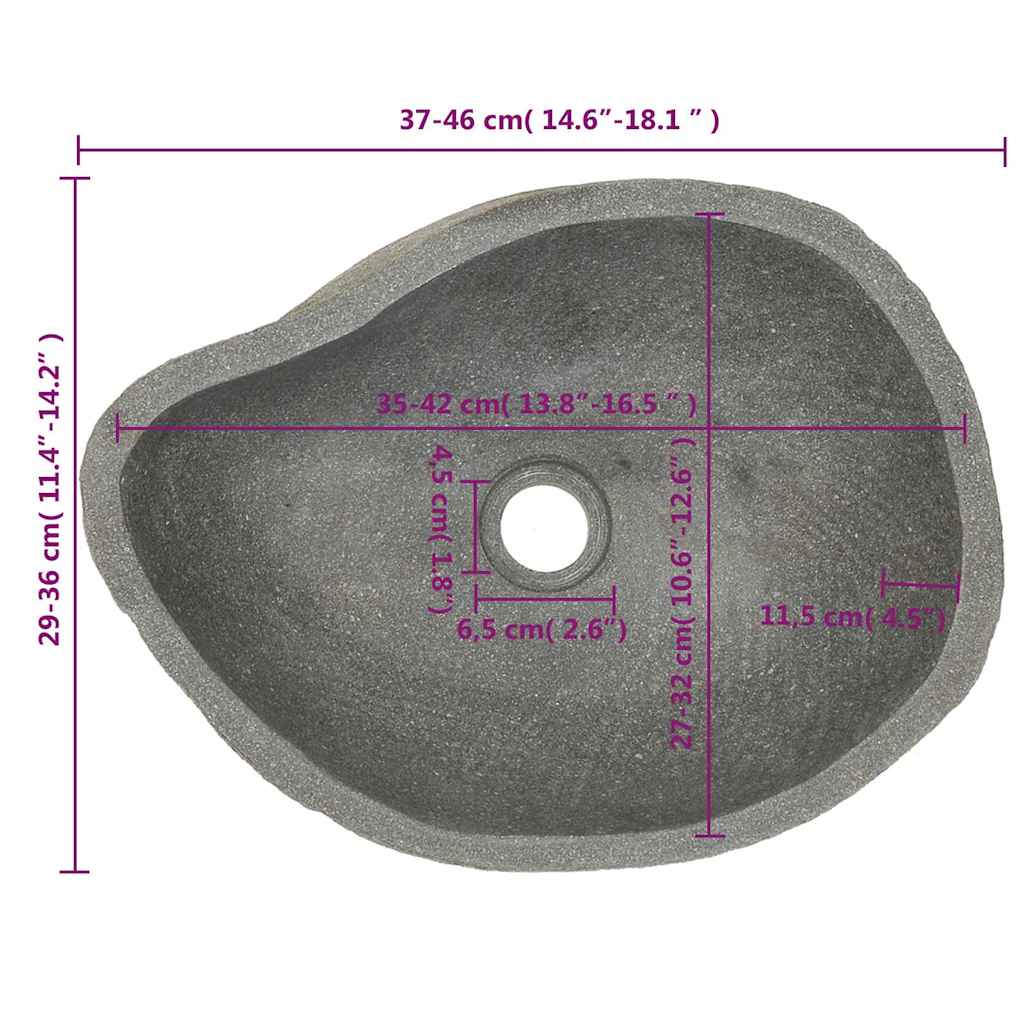 Umivaonik od riječnog kamena ovalni (37 - 46) x (29 - 36) cm