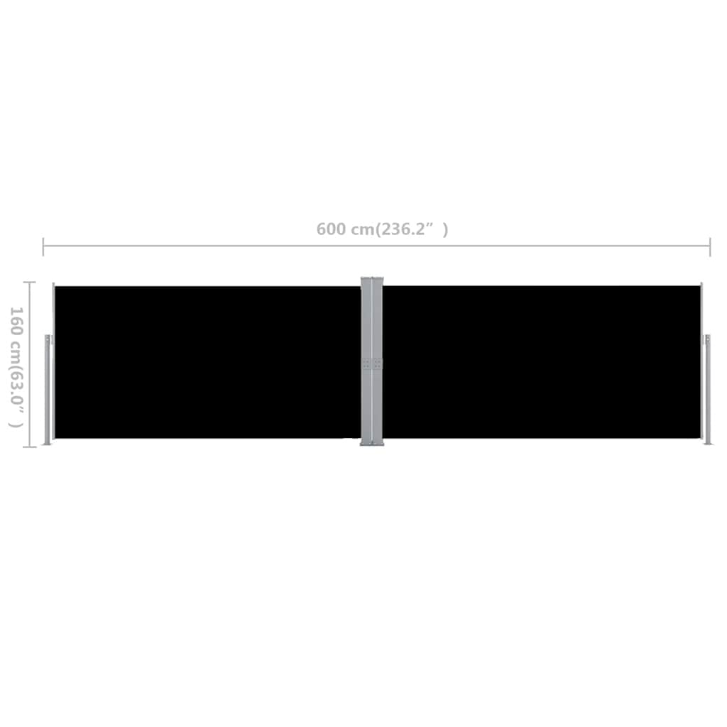 Uvlačiva bočna tenda 160 x 600 cm crna