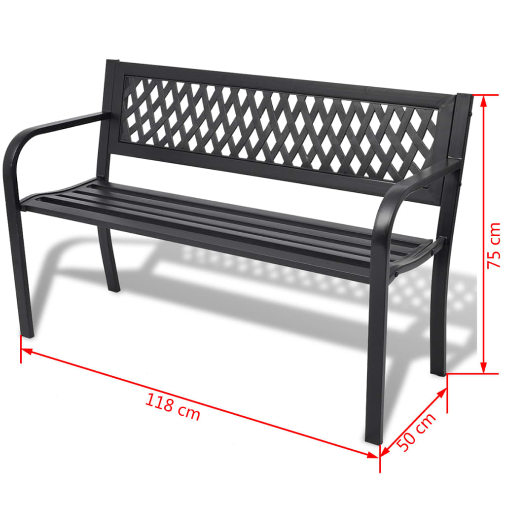 Vrtna klupa 118 cm čelična crna