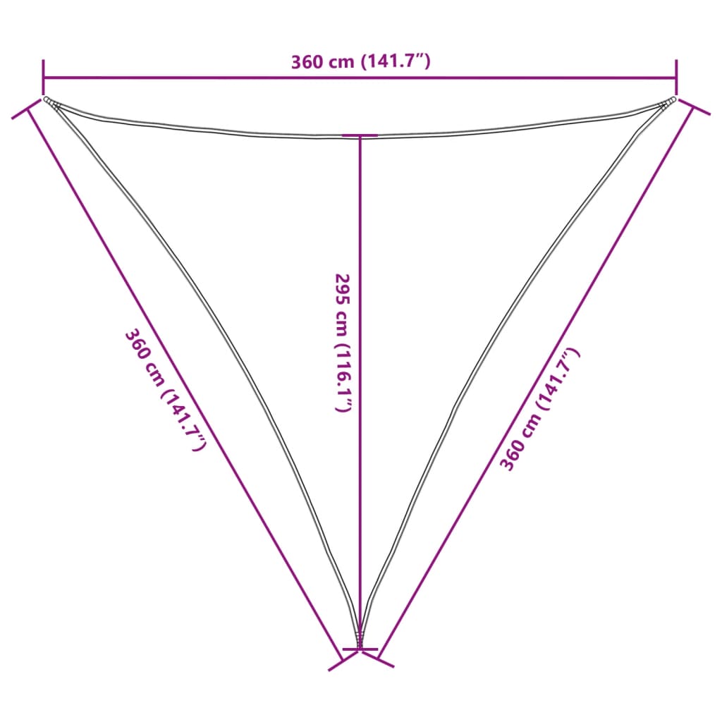 Sjenica od oksford tkanine trokutasta 3,6 x 3,6 x 3,6 m bež